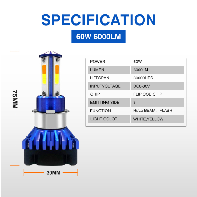 مصباح أمامي للدراجات النارية بقوة 50 واط وشدة إضاءة 5000 لومن (M3-NMAX)