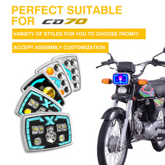 مصباح أمامي LED شبه مُجمّع للدراجة النارية CD70، عدسة إسقاط على شكل جمجمة DRL