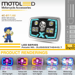 مصباح أمامي LED شبه مُجمّع للدراجة النارية CD70، عدسة إسقاط على شكل جمجمة DRL