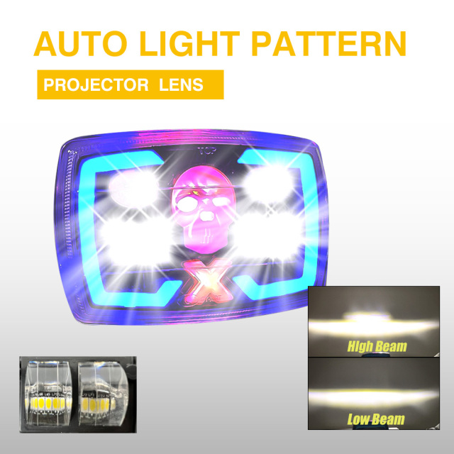 مصباح أمامي LED شبه مُجمّع للدراجة النارية CD70، عدسة إسقاط على شكل جمجمة DRL