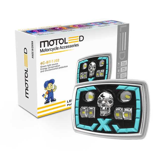 مصباح أمامي LED شبه مُجمّع للدراجة النارية CD70، عدسة إسقاط على شكل جمجمة DRL