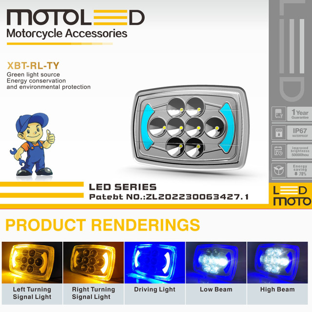 CD70 Motorcycle Led Semi-assembly Headlight with Hi/Lo Beam Turn Indicator DRL