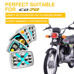 مصباح أمامي LED شبه مُجمّع للدراجة النارية CD70 مع مصباح نهاري X