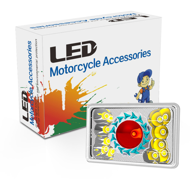 مصباح أمامي LED للدراجات النارية CG125 مقاس 6*4 بوصة شبه مُجمّع مع إضاءة نهارية بزاوية حمراء