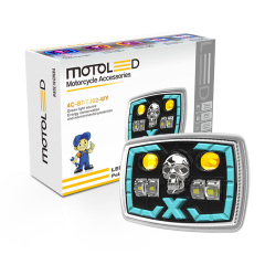 مصباح أمامي LED شبه مُجمّع للدراجة النارية CD70 مع مصباح نهاري على شكل جمجمة