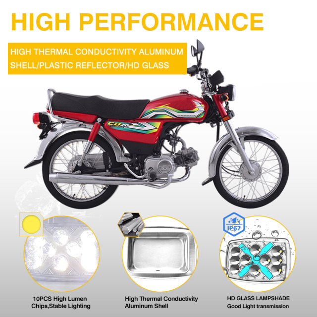 مصباح أمامي LED شبه مُجمّع للدراجة النارية CD70 مع مصباح نهاري X