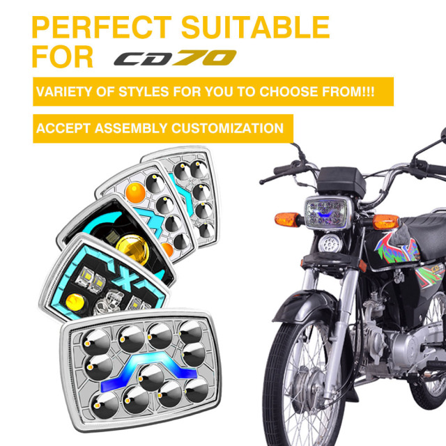 مصباح أمامي LED شبه مُجمّع للدراجة النارية CD70، مصباح ماء، مصباح نهاري