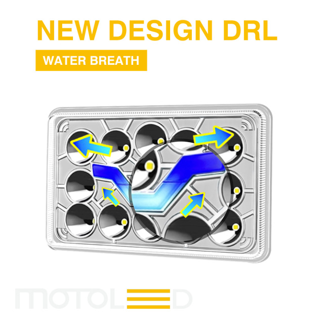 CG125 6*4 inch Motorcycle Semi-Assembly Led Headlight with Water DRL Lamp