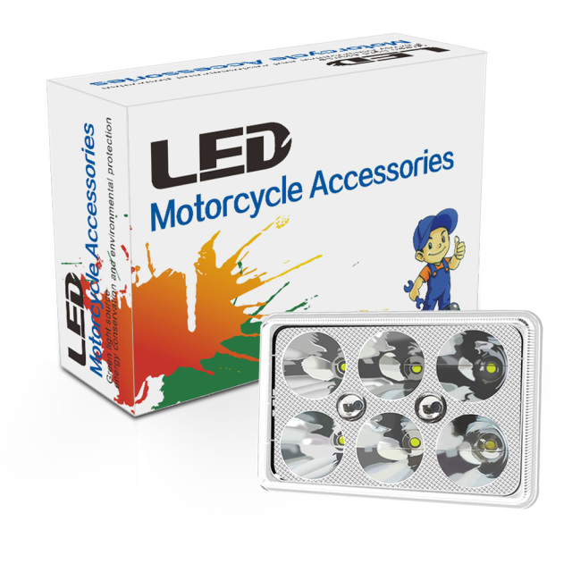 مصباح أمامي LED شبه مُجمّع للدراجات النارية CG125 مقاس 6*4 بوصة مع 15 مصباحًا