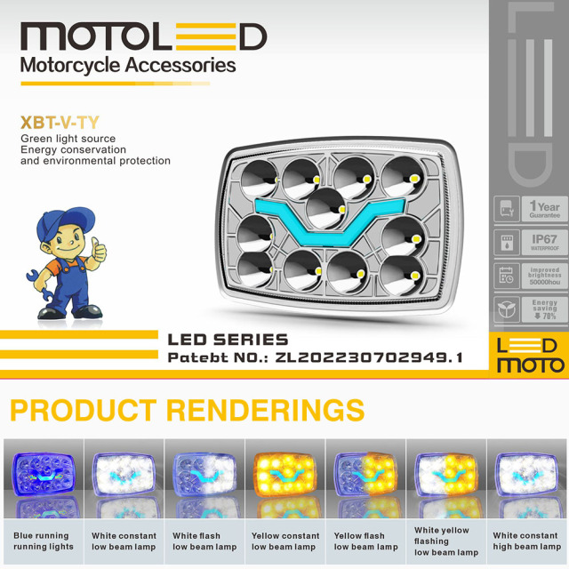 مصباح أمامي LED شبه مُجمّع للدراجة النارية CD70، مصباح ماء، مصباح نهاري