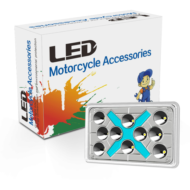 مصباح أمامي LED للدراجات النارية CG125 مقاس 6*4 بوصة، شبه مُجمّع، أحمر وأزرق وامض