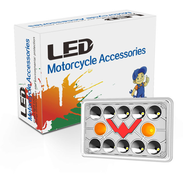 مصباح أمامي LED للدراجات النارية CG125 مقاس 6*4 بوصة، شبه مُجمّع، أحمر وأزرق وامض