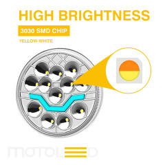 مصباح أمامي LED شبه مُجمّع للدراجات النارية CG125 مقاس 6*4 بوصة مع إشارة انعطاف نهارية