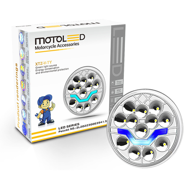 مصباح أمامي LED شبه مُجمّع للدراجات النارية CG125 مقاس 6*4 بوصة مع إشارة انعطاف نهارية