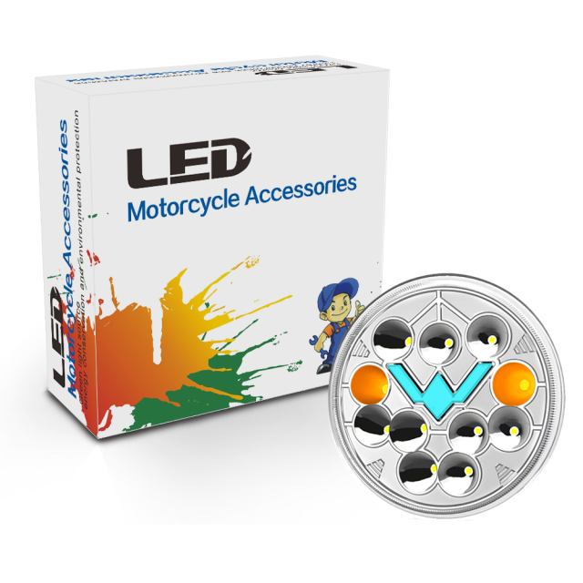 GN125 5 3/4 inch Motorcycle Semi-Assembly Led Headlight Red DRL