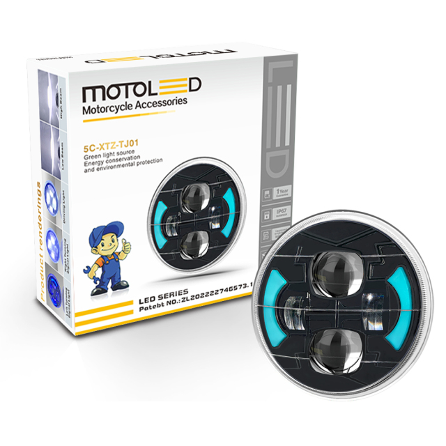 عدسة إسقاط ضوئية لمصباح أمامي LED للدراجات النارية GN125 مقاس 5 3/4 بوصة، شبه مُجمّع