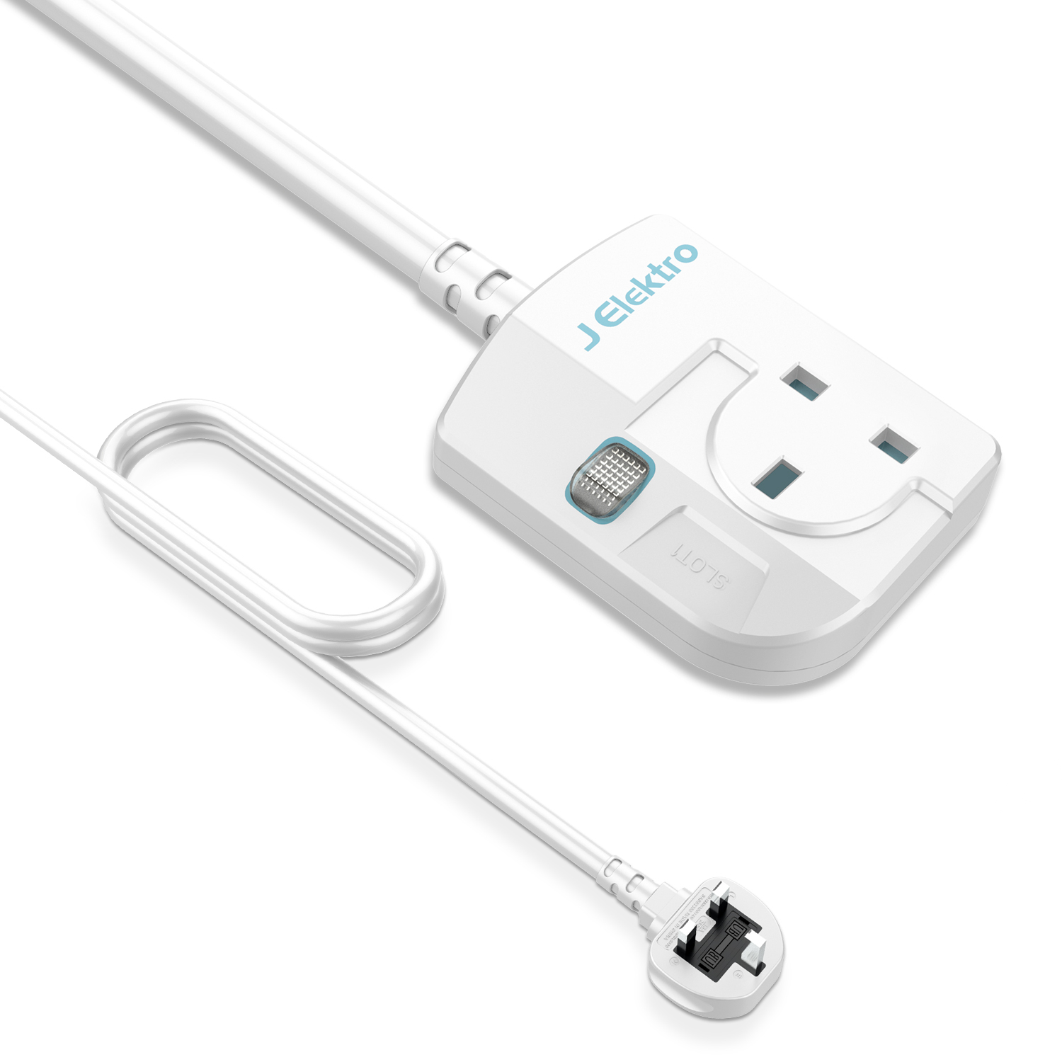 1 Gang Wall Mount Power Strip with 3M Extension Lead Widely Spaced AC Sockets, Multi Outlet Extension Lead for Home Entertainment Center