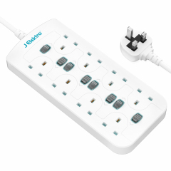 8 Gang Wall Mount Power Strip with 3M Extension Lead Widely Spaced AC Sockets, Multi Outlet Extension Lead for Home Entertainment Center
