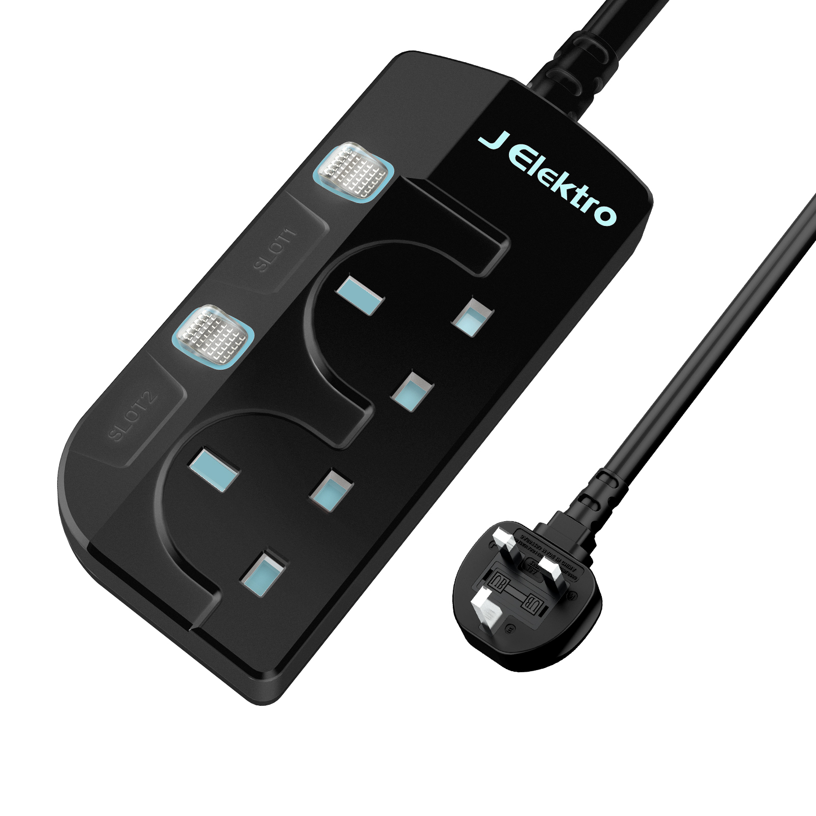 Slim Wall Mount Power Strip with 3M Extension Lead Widely Spaced AC Sockets, Multi Outlet Extension Lead for Home Entertainment Center