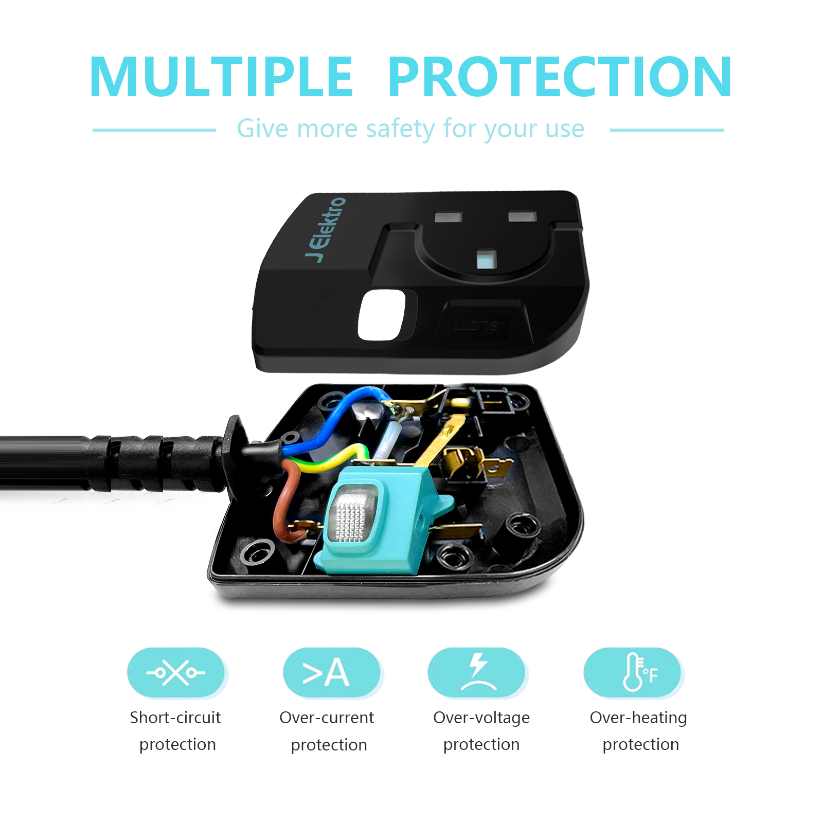 Slim Wall Mount Power Strip with 3M Extension Lead Widely Spaced AC Sockets, Multi Outlet Extension Lead for Home Entertainment Center