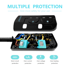 Slim Wall Mount Power Strip with 3M Extension Lead Widely Spaced AC Sockets, Multi Outlet Extension Lead for Home Entertainment Center