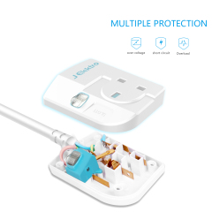 1 Gang Wall Mount Power Strip with 3M Extension Lead Widely Spaced AC Sockets, Multi Outlet Extension Lead for Home Entertainment Center
