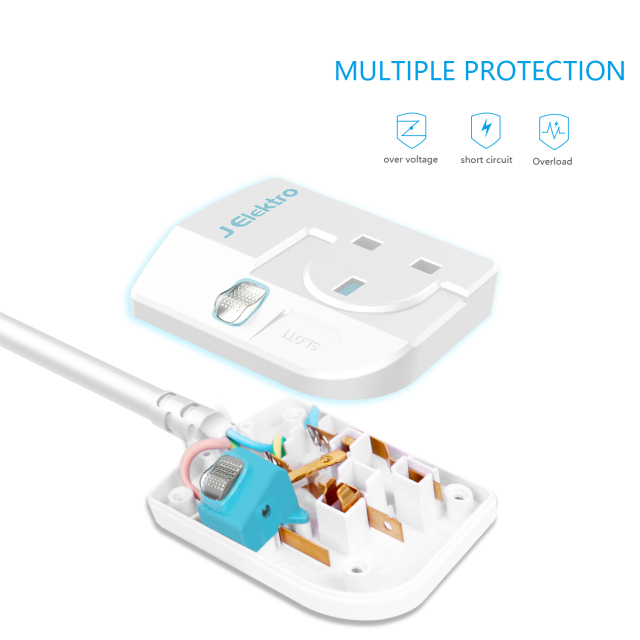 1 Gang Wall Mount Power Strip with 3M Extension Lead Widely Spaced AC Sockets, Multi Outlet Extension Lead for Home Entertainment Center