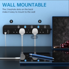 J Elektro 35W PD Output, 35W 5 Gang Extension Lead with USB Slots, Power Strip, Black