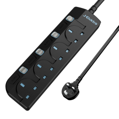 Slim Wall Mount Power Strip with 3M Extension Lead Widely Spaced AC Sockets, Multi Outlet Extension Lead for Home Entertainment Center