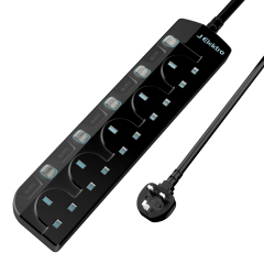 Slim Wall Mount Power Strip with 3M Extension Lead Widely Spaced AC Sockets, Multi Outlet Extension Lead for Home Entertainment Center