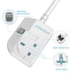 1 Gang Wall Mount Power Strip with 3M Extension Lead Widely Spaced AC Sockets, Multi Outlet Extension Lead for Home Entertainment Center