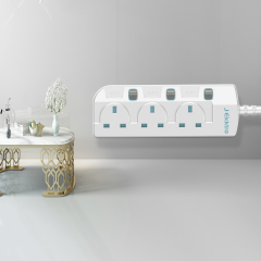 3 Gang Wall Mount Power Strip with 3M Extension Lead Widely Spaced AC Sockets, Multi Outlet Extension Lead for Home Entertainment Center