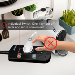 Slim Wall Mount Power Strip with 3M Extension Lead Widely Spaced AC Sockets, Multi Outlet Extension Lead for Home Entertainment Center