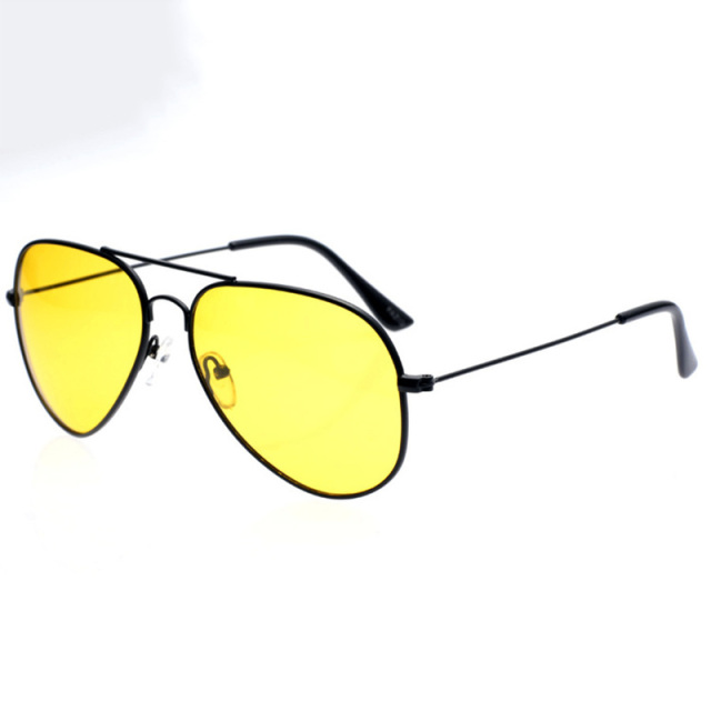 Stylish Metal Frame Night Vision Driving Glasses - Anti-Glare Polarized Yellow Lens (Model:SNSD002)