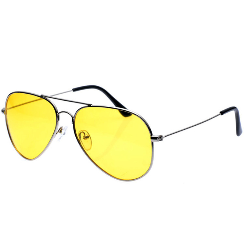 Stylish Metal Frame Night Vision Driving Glasses - Anti-Glare Polarized Yellow Lens (Model:SNSD002)