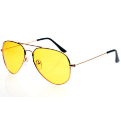 Stylish Metal Frame Night Vision Driving Glasses - Anti-Glare Polarized Yellow Lens (Model:SNSD002)