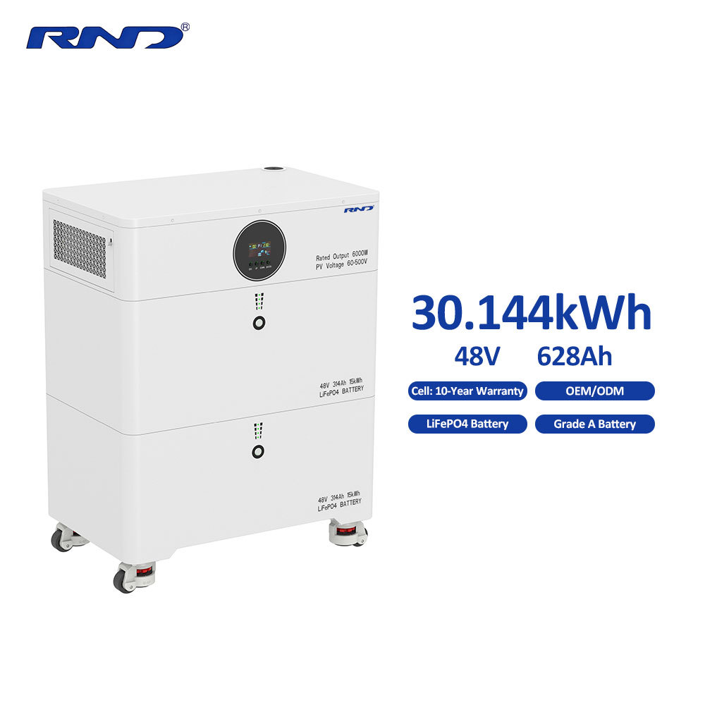 RND-T30 30kWh 可堆叠式储能系统 | 48V 628Ah | 6kW 混合逆变器