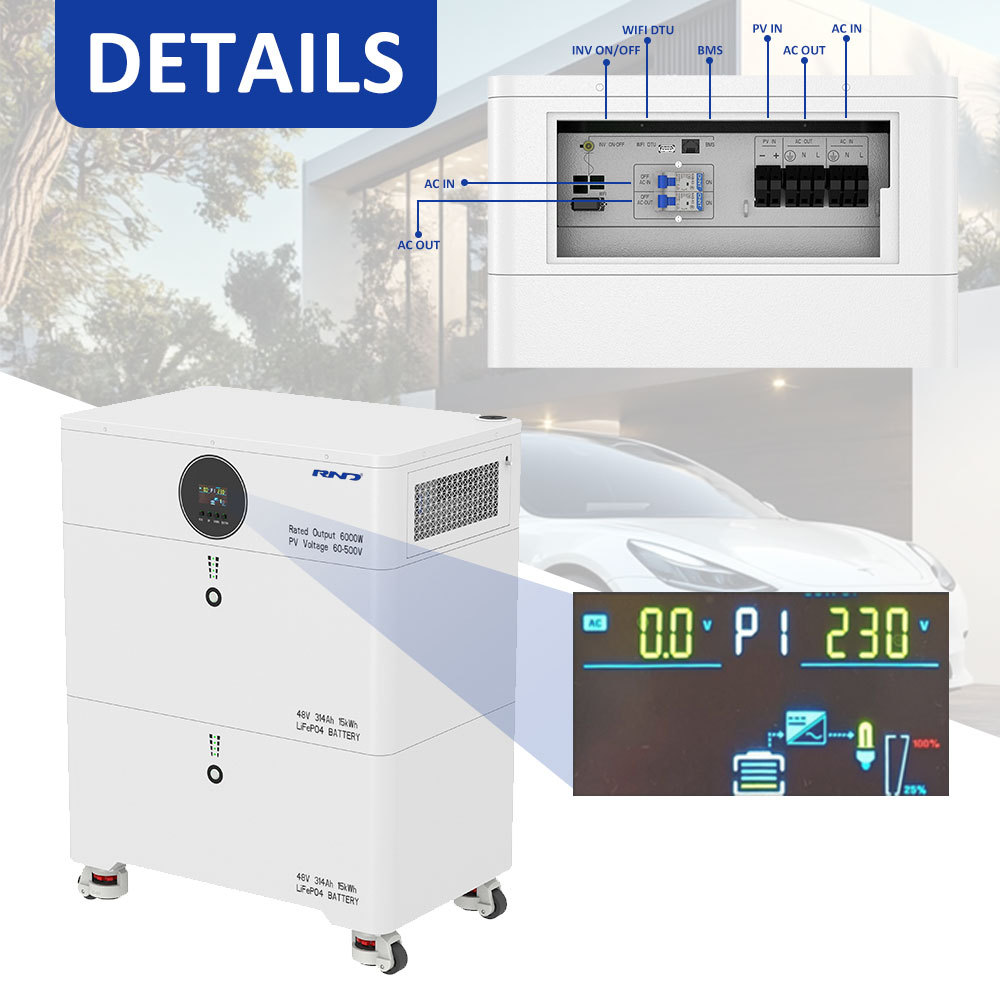 RND-T30 30kWh 可堆叠式储能系统 | 48V 628Ah | 6kW 混合逆变器