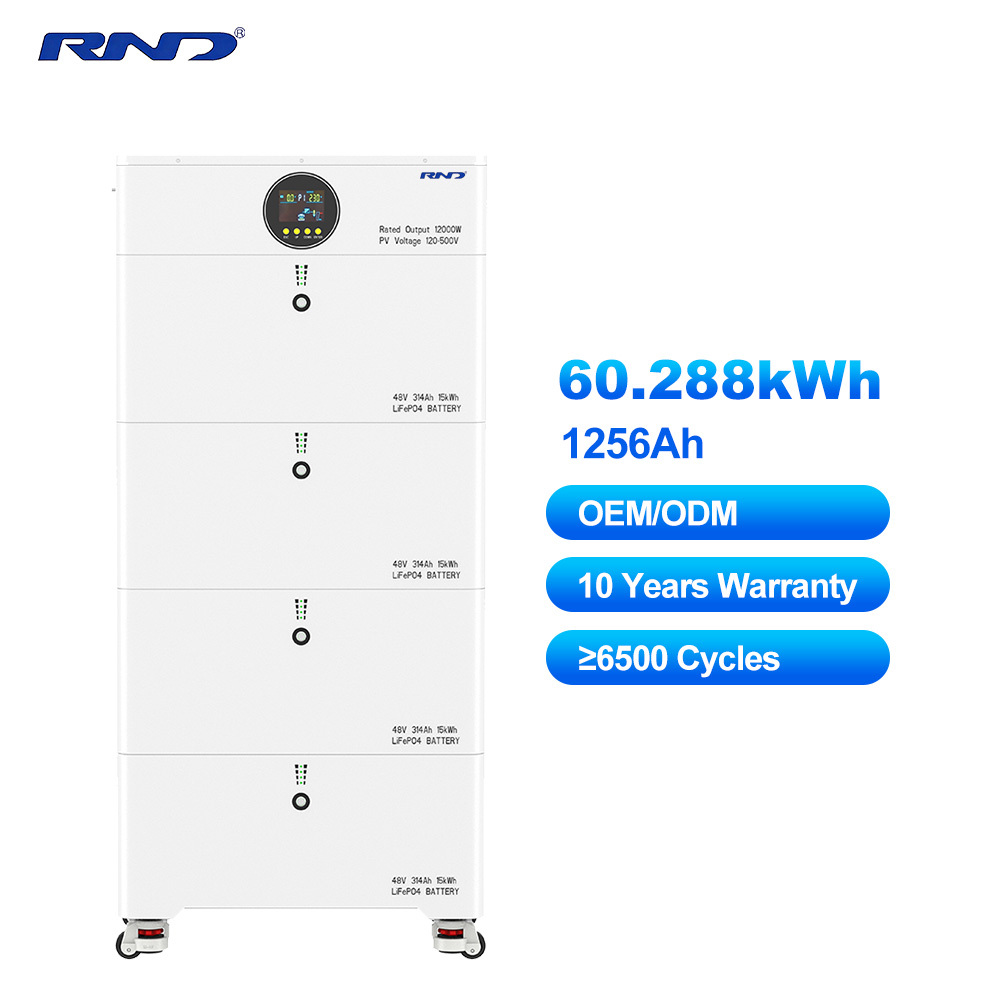 RND-K60 60kWh 工业太阳能电池备用电源 | 12kW 功率 | 1256Ah