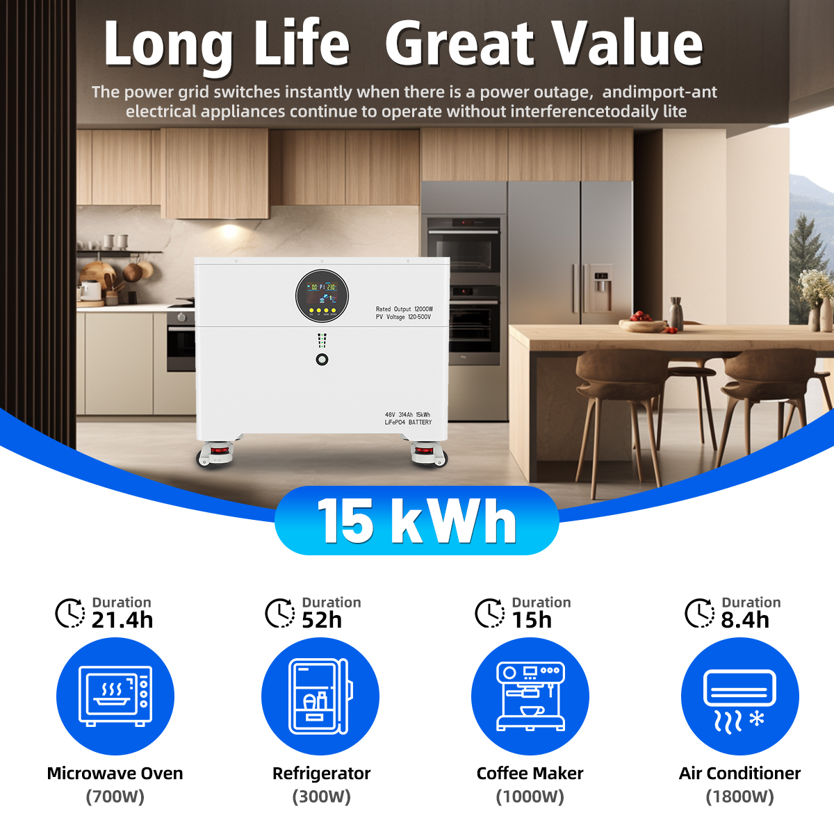 RND-K15 15kWh一体式家用储能系统 | 48V 12kW大功率