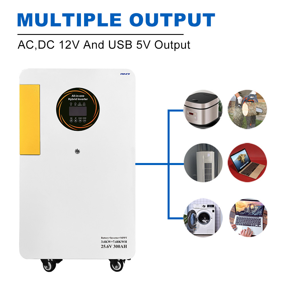 7.68kWh All-in-One Home Energy Storage System | LiFePO4 Solar Battery RND-E8