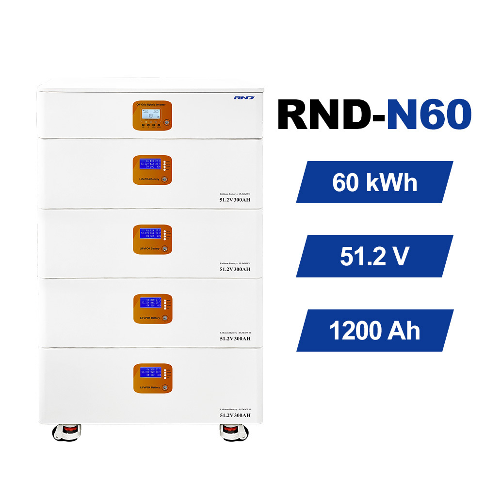 61.44kWh All in One Home Energy Storage System with LiFePO4 Battery and 12kW Inverter RND-N60