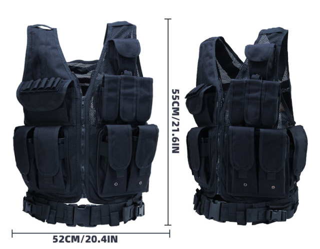 Fashion multifumctional ajustable shoulder strap vest packs for hanging accessories tactical vest military vest