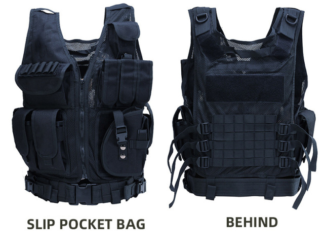 Fashion multifumctional ajustable shoulder strap vest packs for hanging accessories tactical vest military vest