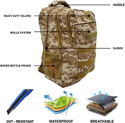 Tactical Backpacks, 35L Rucksack Army Military Assault Backpacks with MOLLE System for Outdoor Camping Hiking and Survival in the Wild (Camo Yellow)