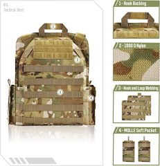 Tactical Vest Quick Release Airsoft Vest Adjustable Breathable Military Weighted Vest for CS/Training