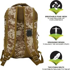 Tactical Backpacks, 35L Rucksack Army Military Assault Backpacks with MOLLE System for Outdoor Camping Hiking and Survival in the Wild (Camo Yellow)