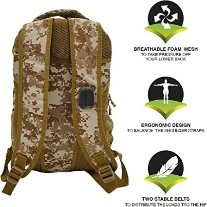 Tactical Backpacks, 35L Rucksack Army Military Assault Backpacks with MOLLE System for Outdoor Camping Hiking and Survival in the Wild (Camo Yellow)