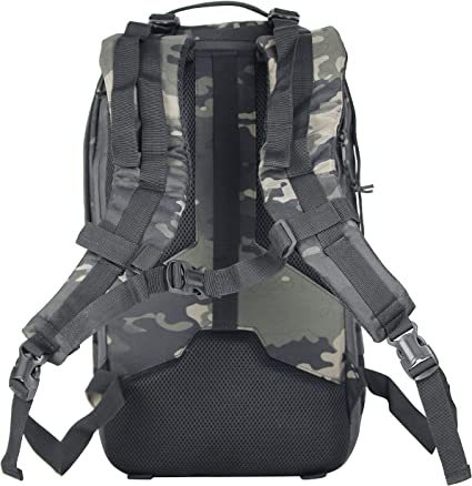 Military Backpack for Men Survival Backpacks with Multi Grid Storage Design for Hiking Ridding Travel Work School (Black Camo)