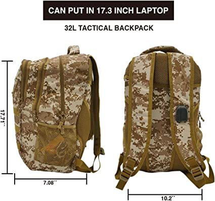 Tactical Backpacks, 35L Rucksack Army Military Assault Backpacks with MOLLE System for Outdoor Camping Hiking and Survival in the Wild (Camo Yellow)